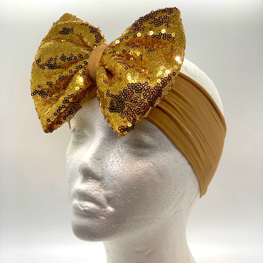 Headband with BIG Gold bow
